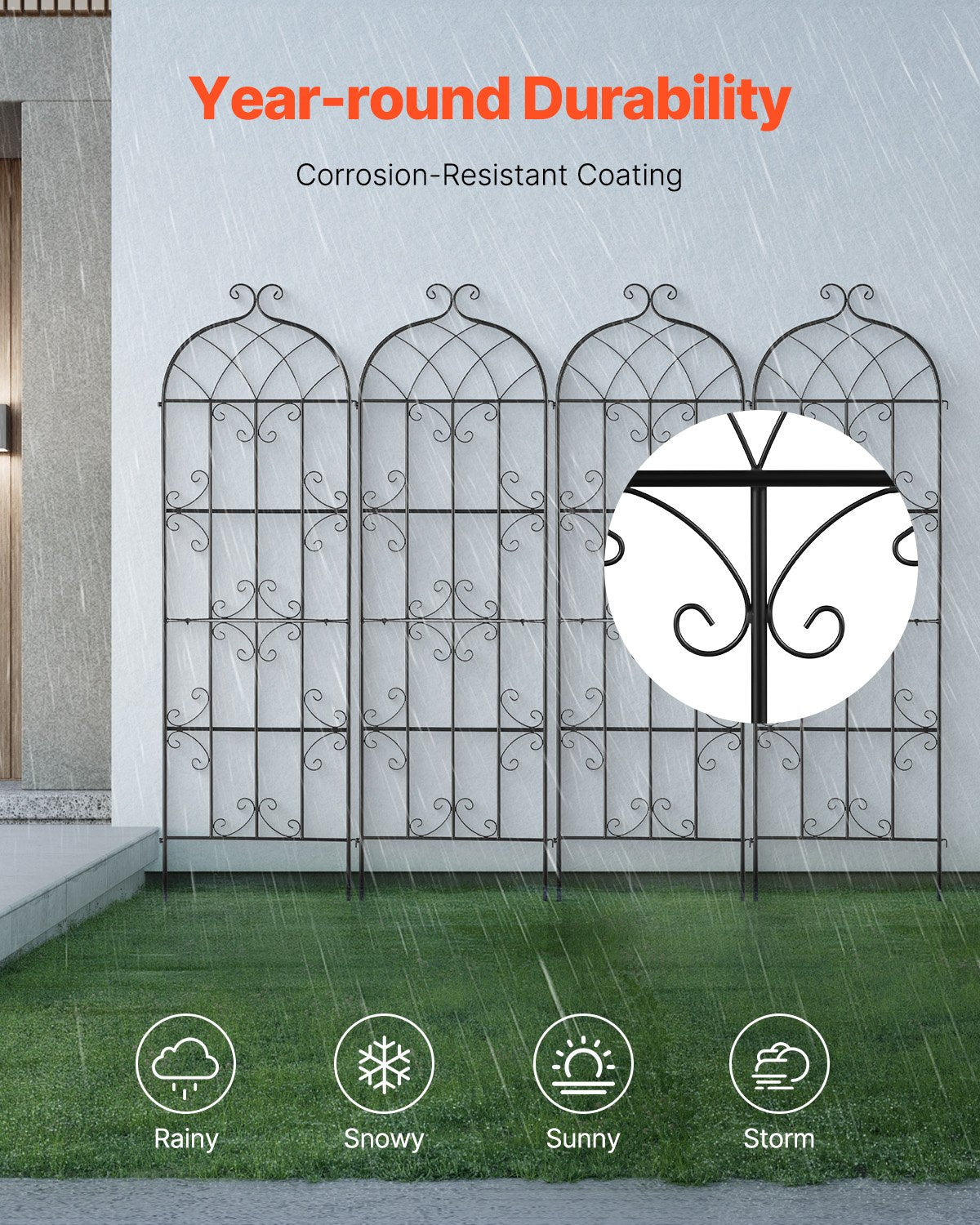 Metal Garden Trellis for Climbing Plants Support 71x20 Inches Rustproof Black 4 Pack