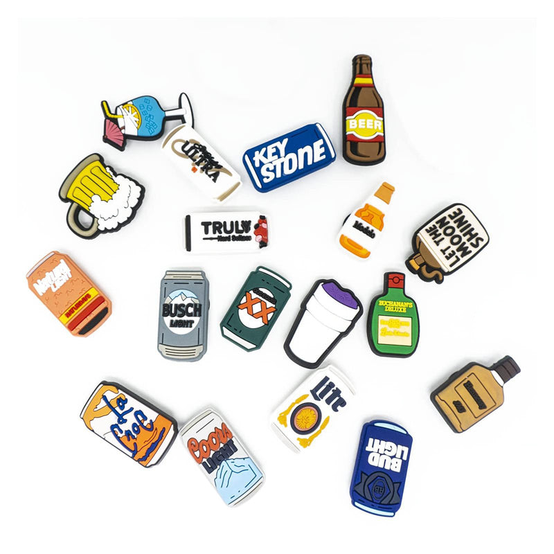 25 PVC Food & Drink Bottle Shoe Charms Set - Random Designs