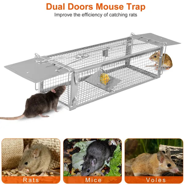 Humane Live Rat Trap Cage - Dual Door Zinc Electroplating