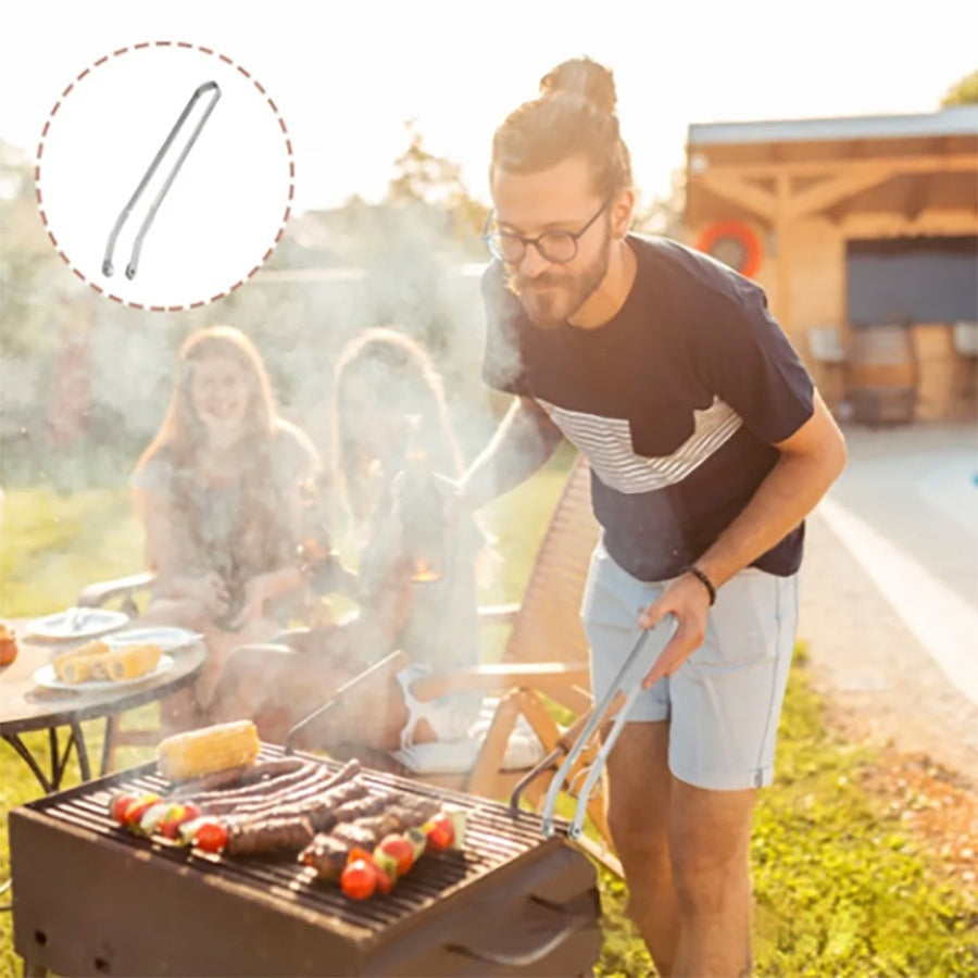 Stainless Steel BBQ Grill Clamp Multi-Functional Hot Dog Toasting Tool