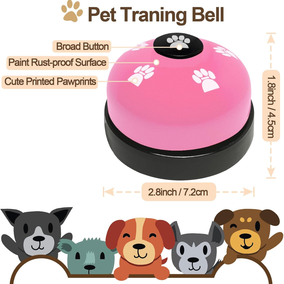 Dog Training Bell Set for Puppies - 2 Pack Paw Print Soundable Door Bells for Potty & Obedience
