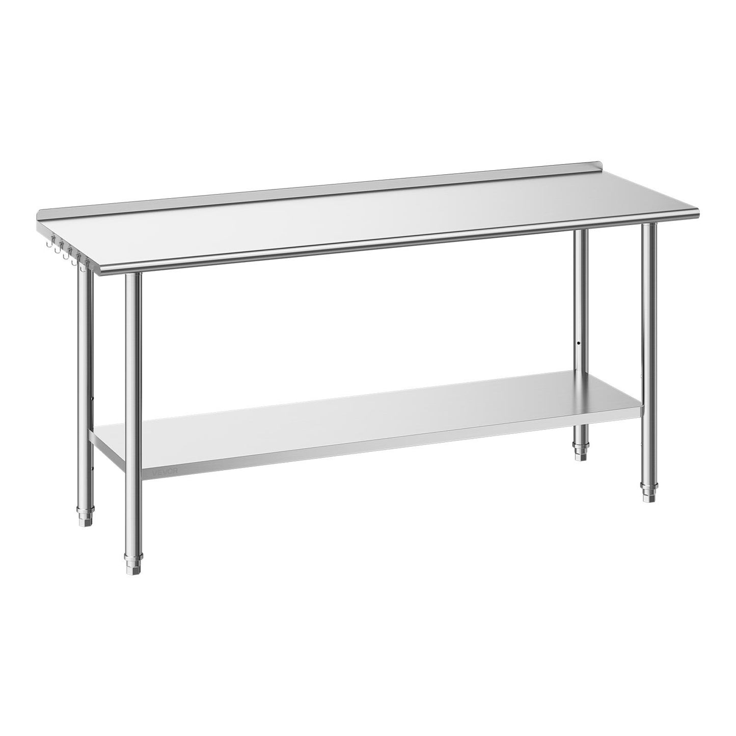 Stainless Steel Food Prep Work Table 24x72 Inch with Backsplash & Adjustable Shelf