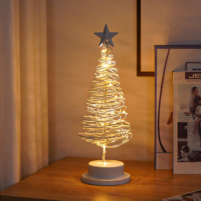 Festive Christmas Tree & Spiral Lamp for Holiday Decor - Gold & White