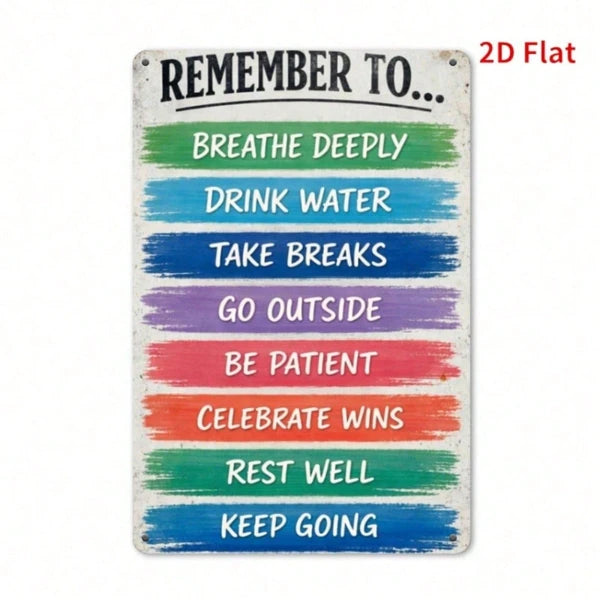 Vintage Mindfulness Metal Sign - Relax & Forget Your Worries
