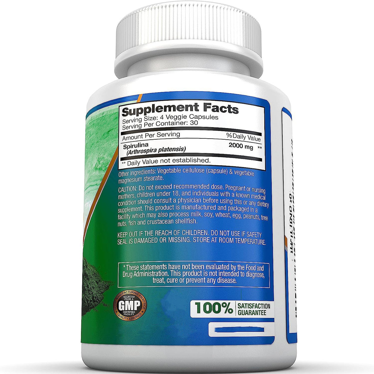 Spirulina Capsules 120 Count Bottle