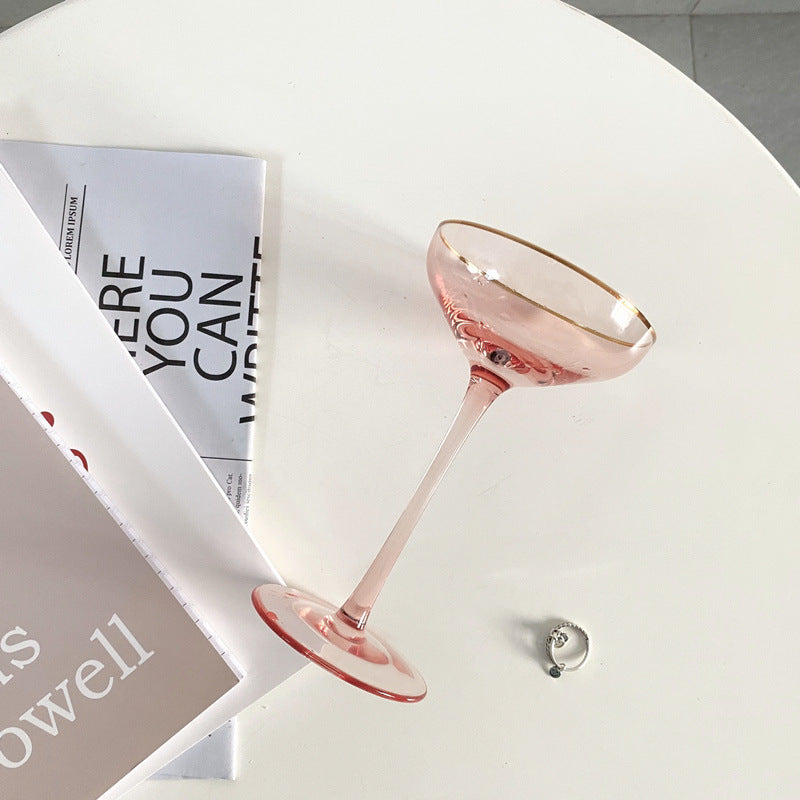 Crystal Cocktail Goblet Pink 150ml Modern Minimalist Drinkware