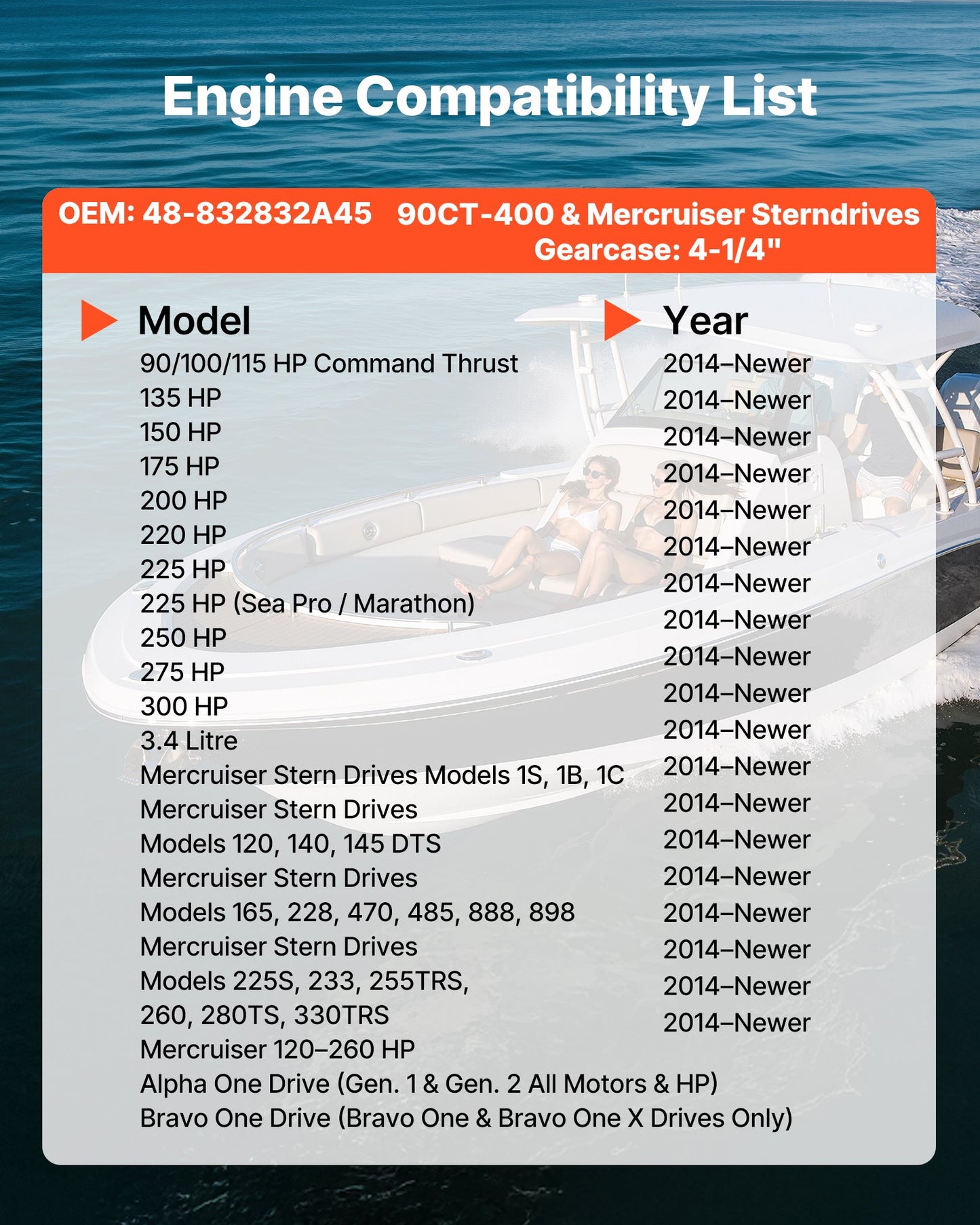 Outboard Propeller 3-Blade Aluminum RH Fit Mercury/Mariner 90-400 HP