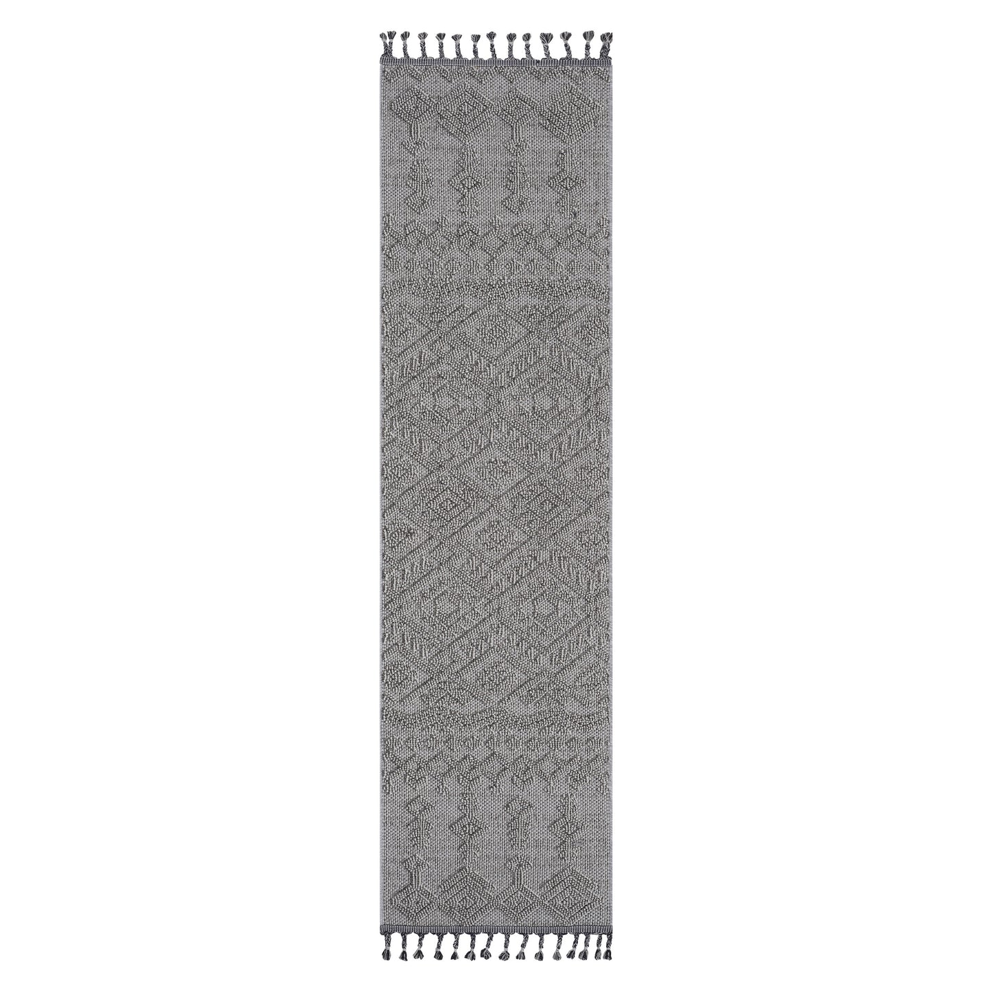 Guros 2X8 White Traditional Indoor Outdoor Runner Rug
