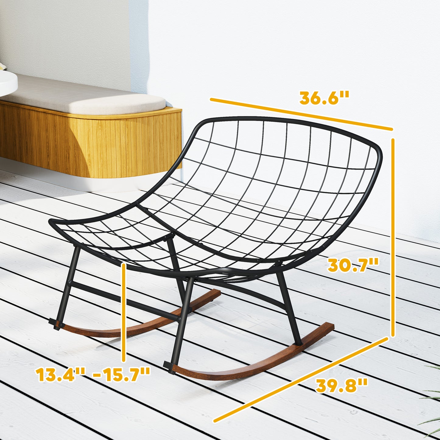 Oversized Outdoor Rocking Chairs Set of 2 with Cushions - Gray