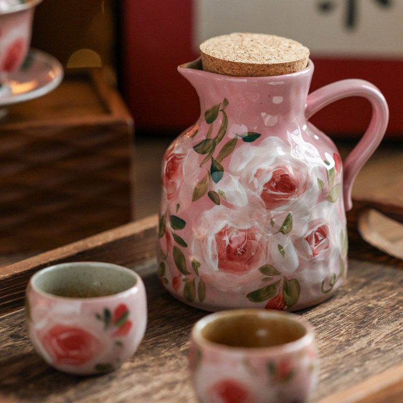 Ceramic Tea Set Handmade with Water Pitcher, Bowl & Cups – Kitchen Tableware