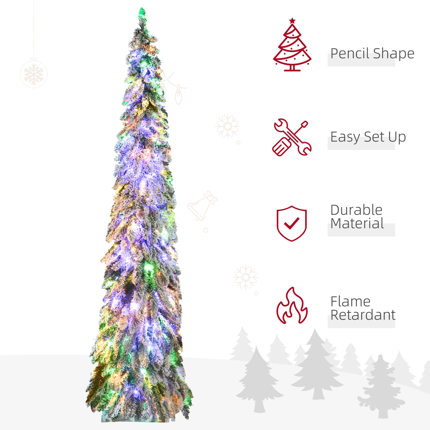 7ft Slim Artificial Christmas Tree with LED Lights