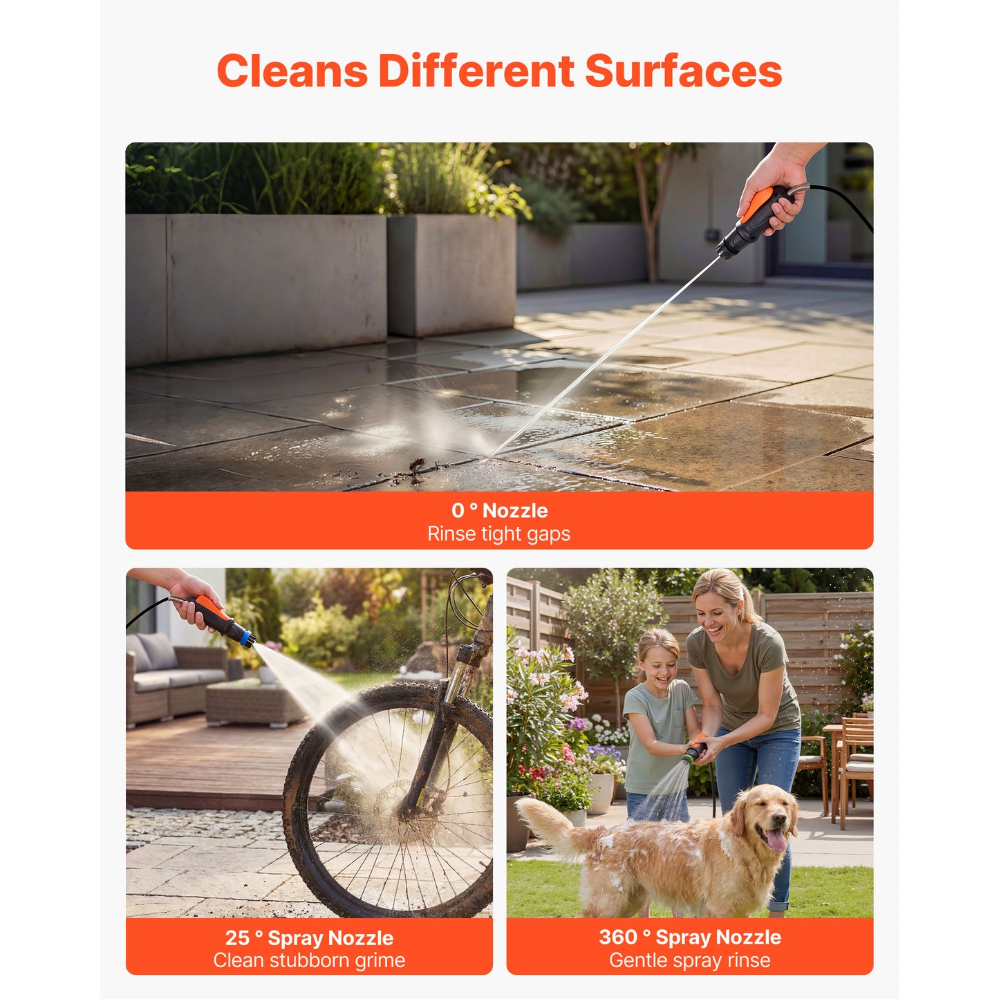 Portable Cordless Pressure Washer with 2.64 Gal Tank, 109 Max PSI, 3 Nozzles, Hose & Brushes