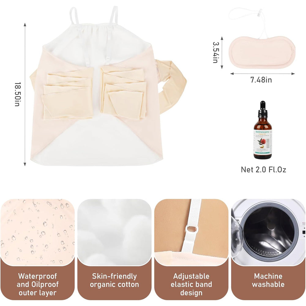 Reusable Castor Oil Vest Pack Wrap with 2oz Organic Cold Pressed Oil