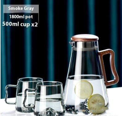 Large Capacity Borosilicate Glass Water Bottle with Wooden Handle - Multiple Styles & Quantities
