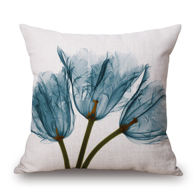 Blue Tulip Linen Pillow Cover for Sofa, Car & Home Decor 40x40cm or 45x45cm