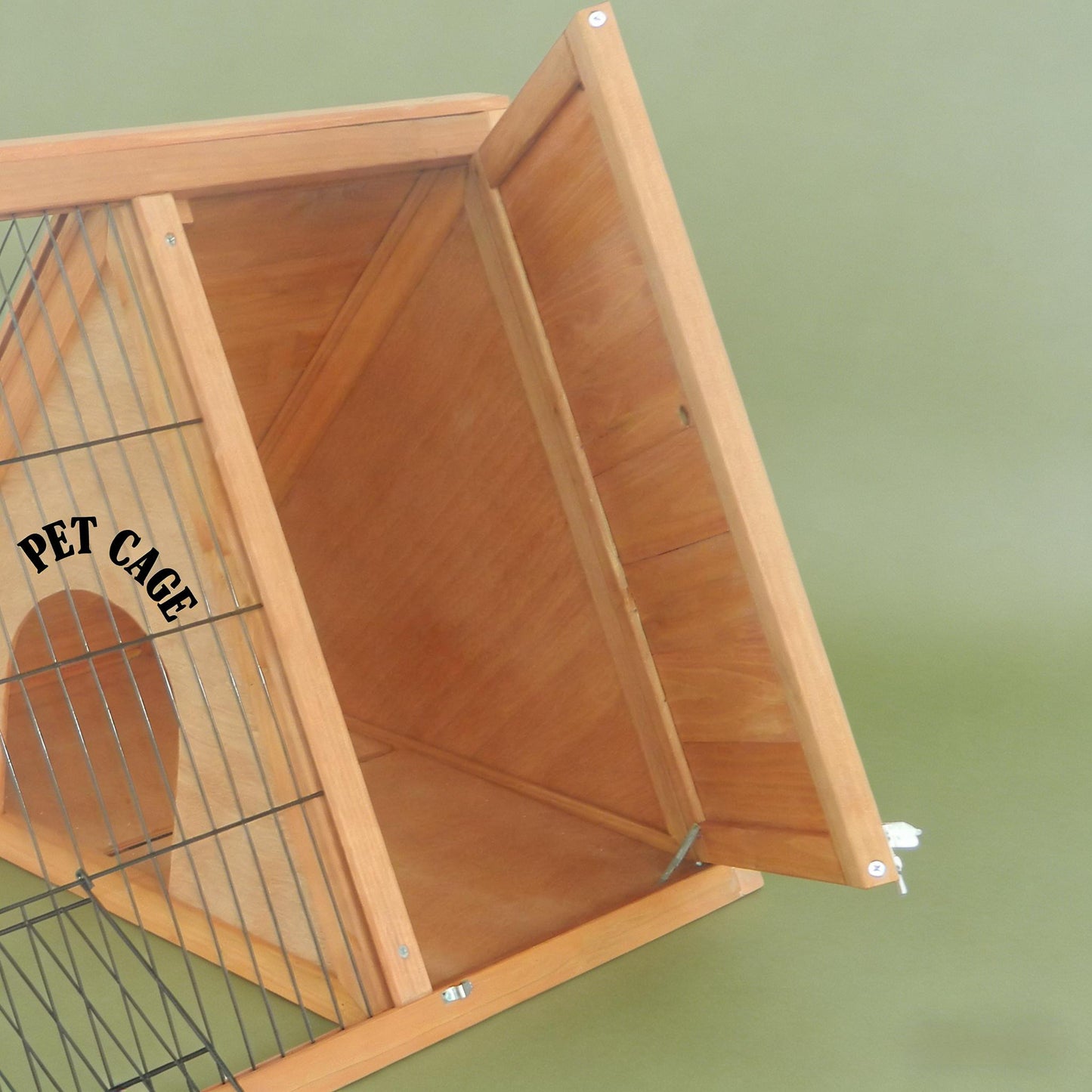 A-Frame Wooden Rabbit Hutch - Small Animal Cage - Yellow