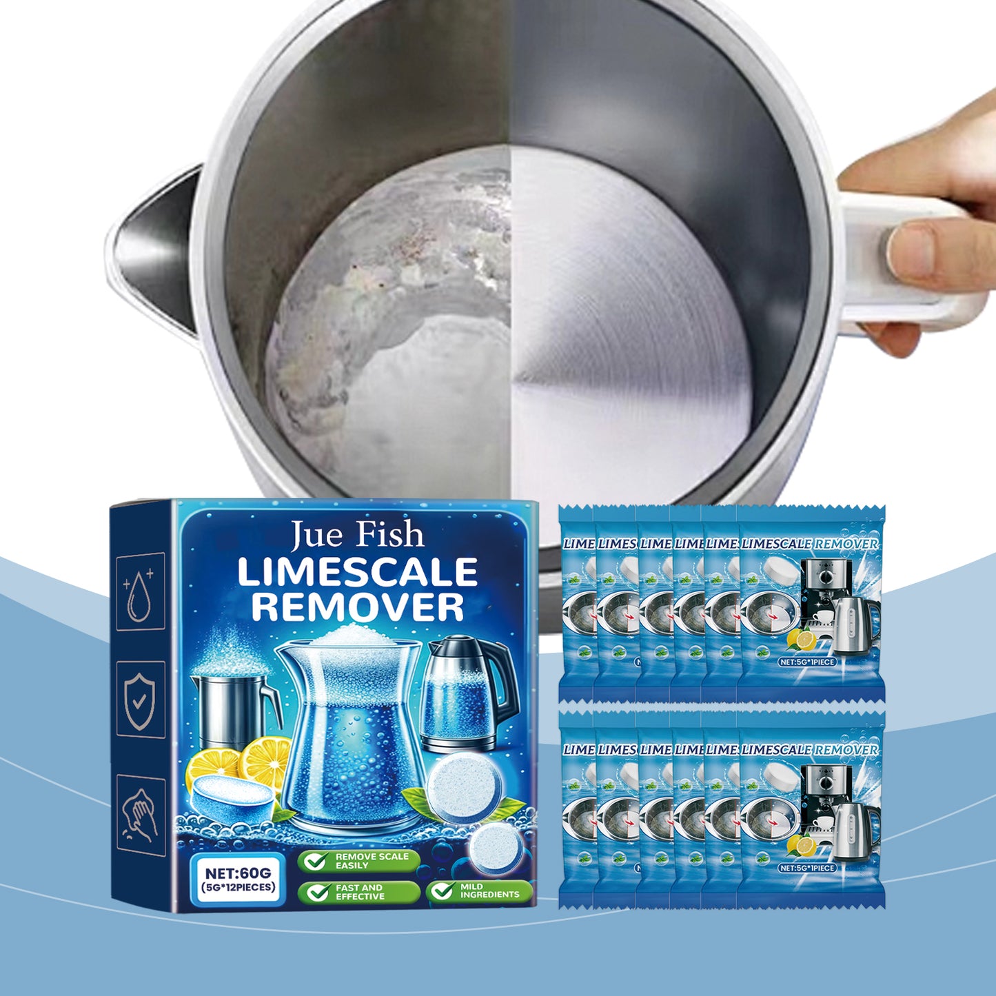 Effervescent Tablet Scale Cleaner - 60g Kitchen Descaling Tablets