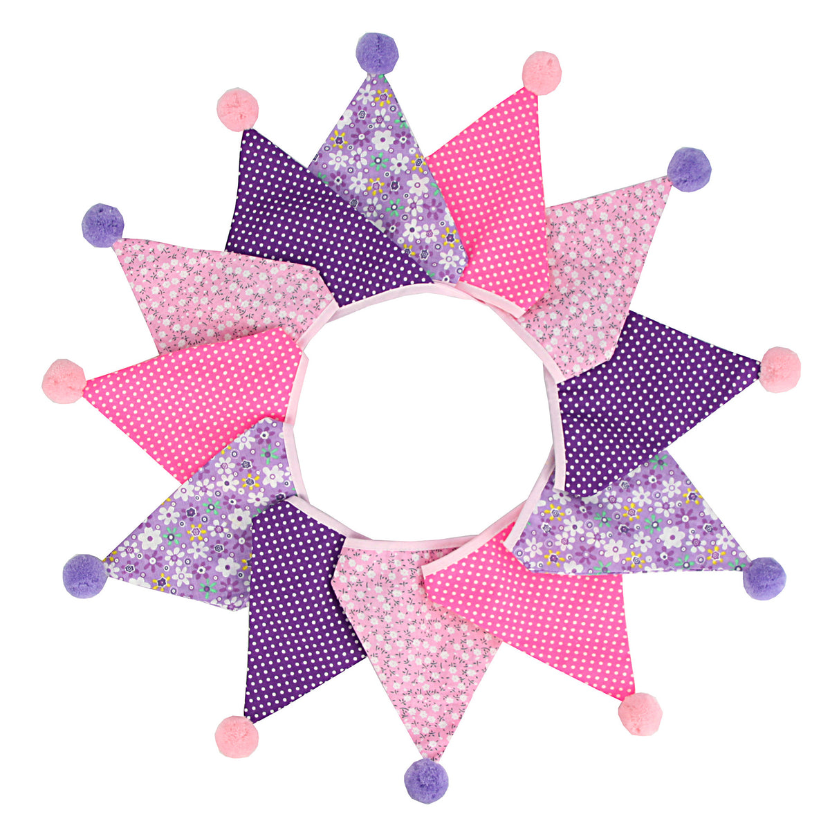 Cotton Wool Ball Triangle Flags Set for Home & Party Decor - 3.2m Length