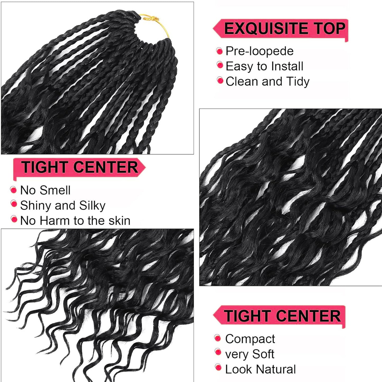 African Braiding Crochet Hair - Three-Strand Synthetic Hair Extensions