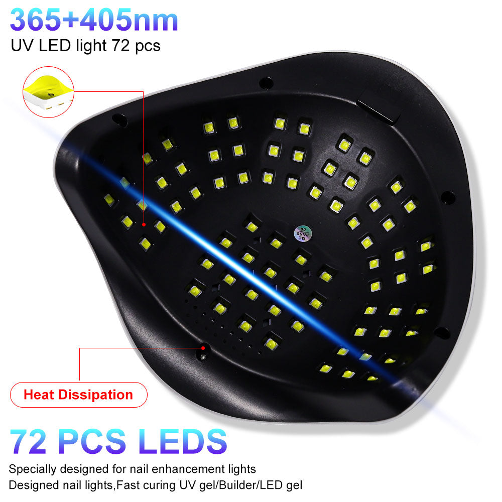 Professional UV LED Nail Lamp for Gel Polish - Fast-Curing 72-Bead Dryer