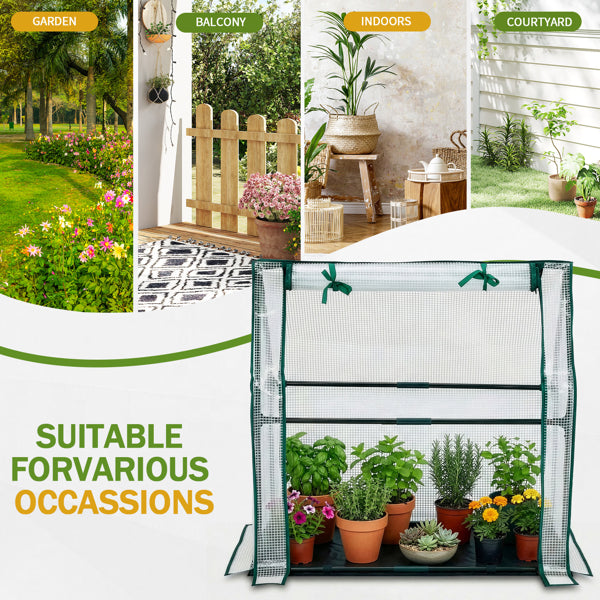 Mini Greenhouse with PE Cover - Indoor/Outdoor Plant Care 36x18x33in