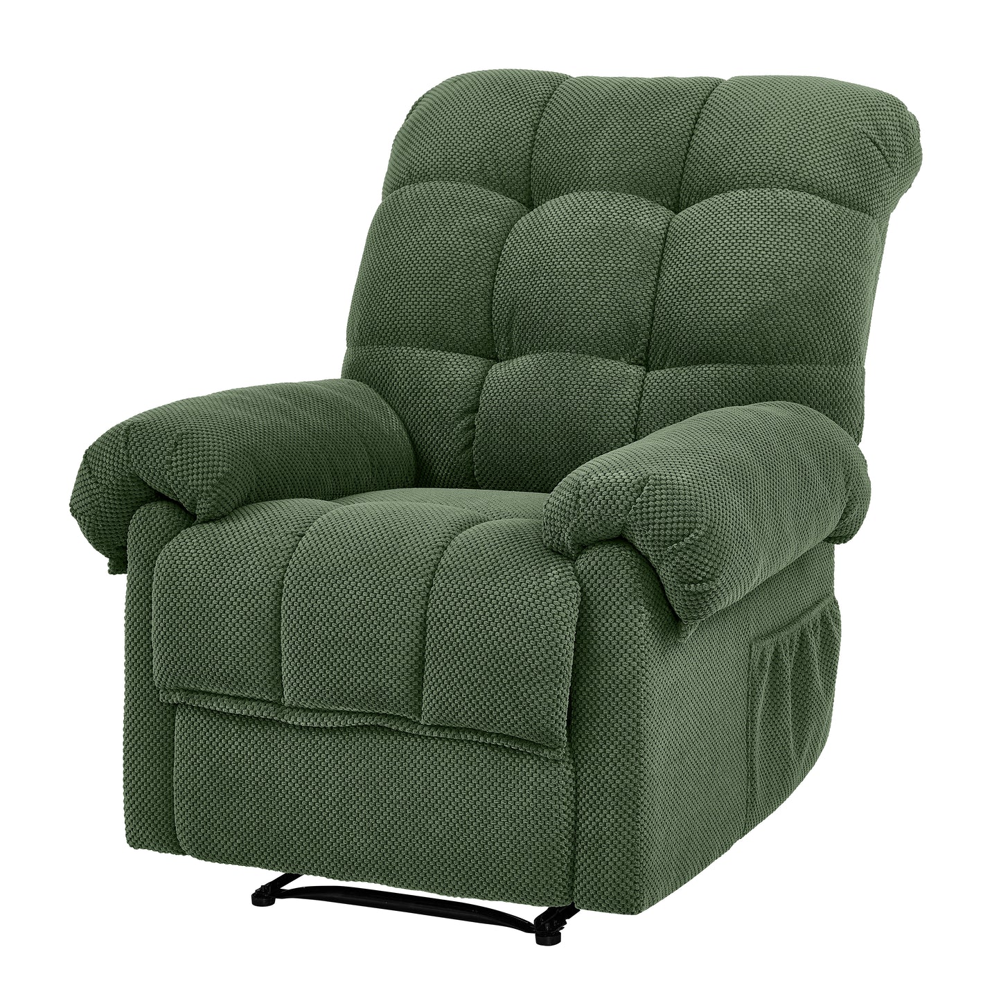 Overstuffed Ergonomic Recliner Chair - Army Green Fabric