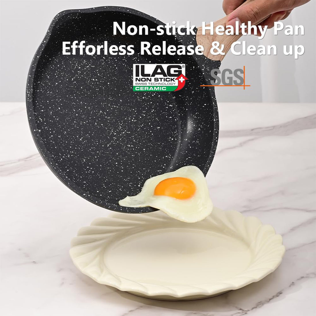 Nonstick Frying Pan with Stone Coating - Induction Skillet