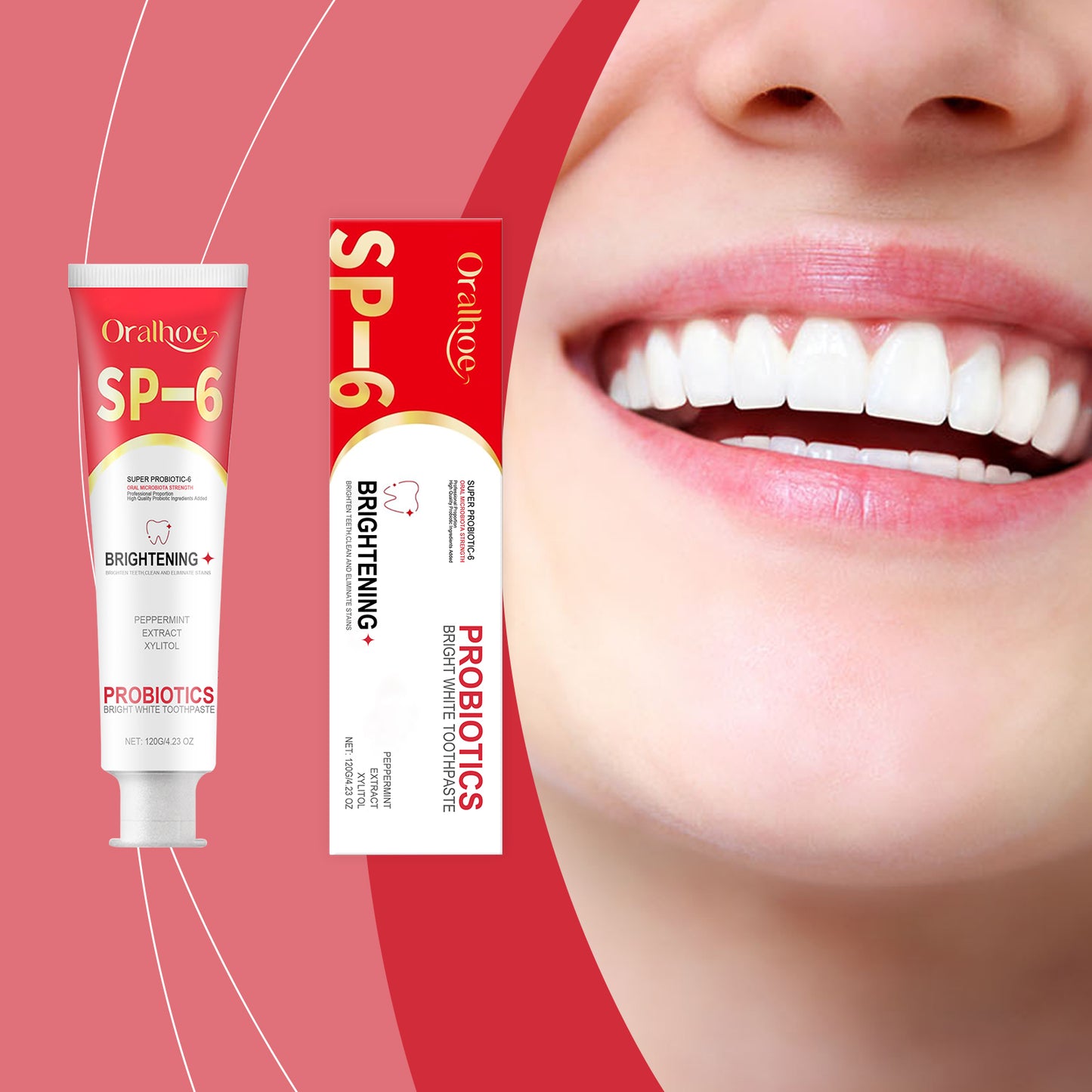 Probiotic Brightening Toothpaste for Stain Reduction and Gum Health