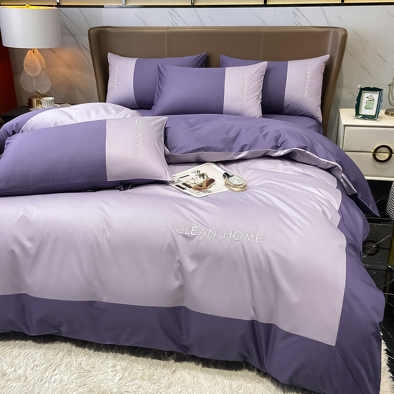 European & American Style Embroidered Cotton Satin Bedding Set - Multiple Sizes & Patterns