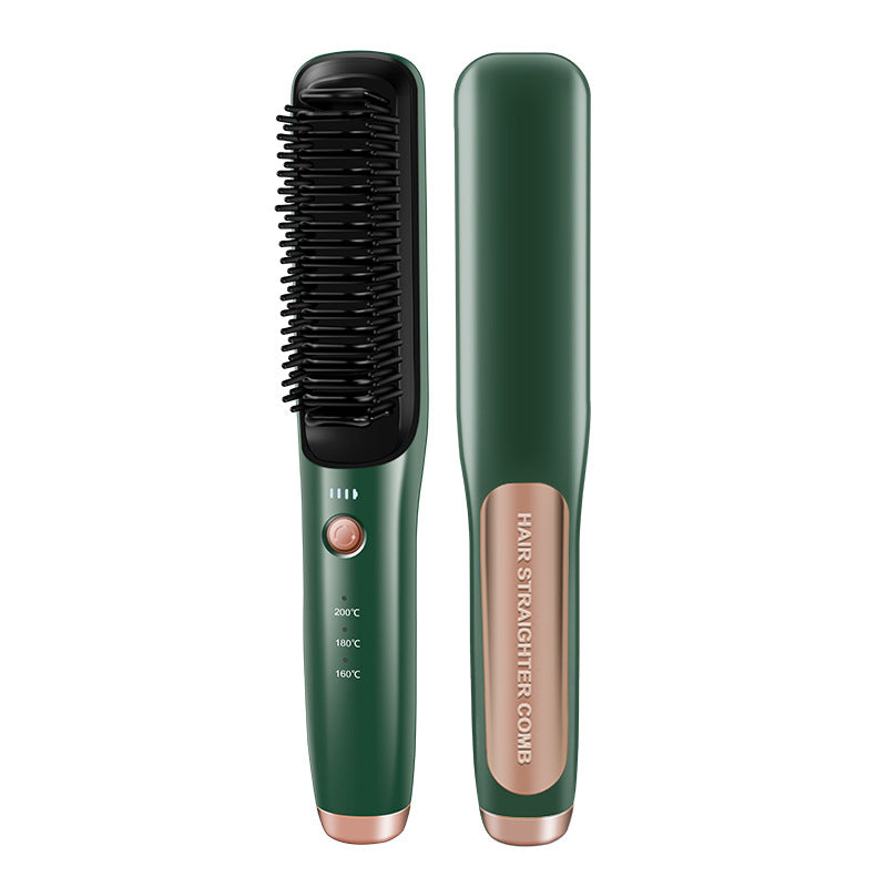 Dual-Use Wireless Hair Comb and Straightener for Curly and Straight Hair