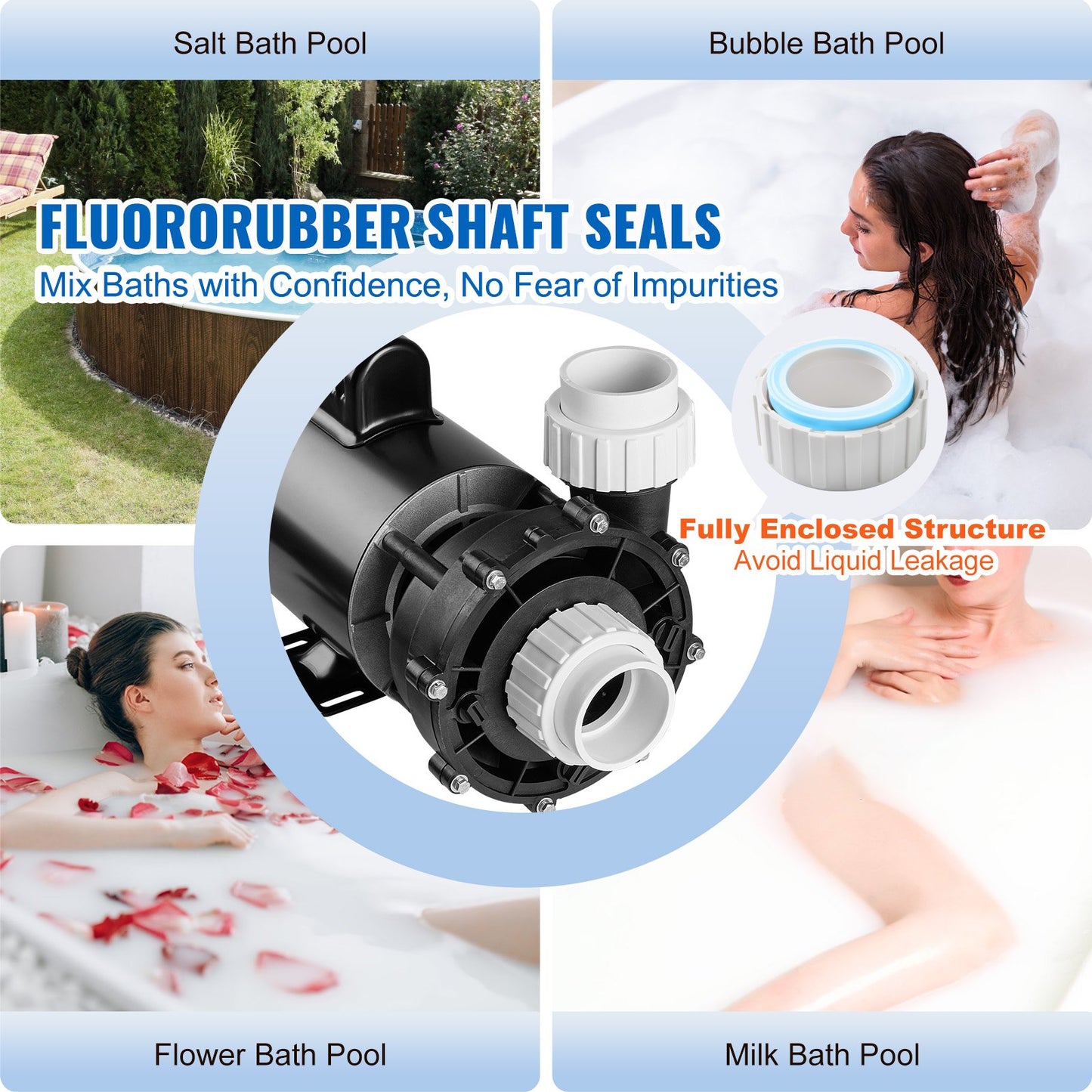 High-Speed SPA Pump 3HP 200 GPM Hot Tub Pump 56-Frame AC220-240V Black