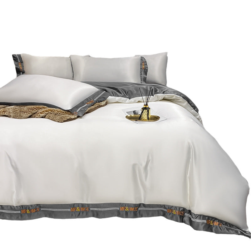 Home Washed Silk Bedding Set Four Piece Quilt Cover Bed Sheets Pillowcases