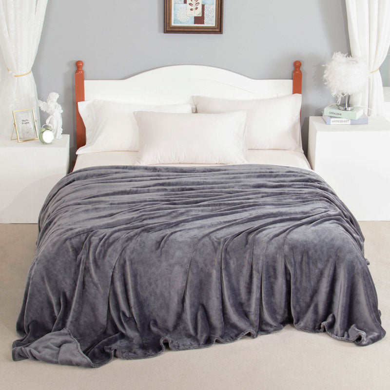 Thickened Coral Fleece Blanket Solid Color Vegan-Friendly Home Bedding