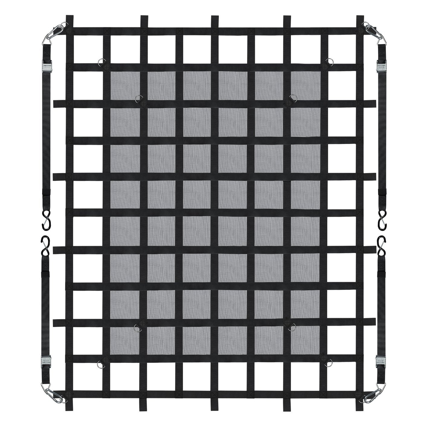 Heavy Duty Cargo Net 72x57 Inches with Adjustable Buckles & S-Hooks for Truck Bed Load Capacity 1500 lbs