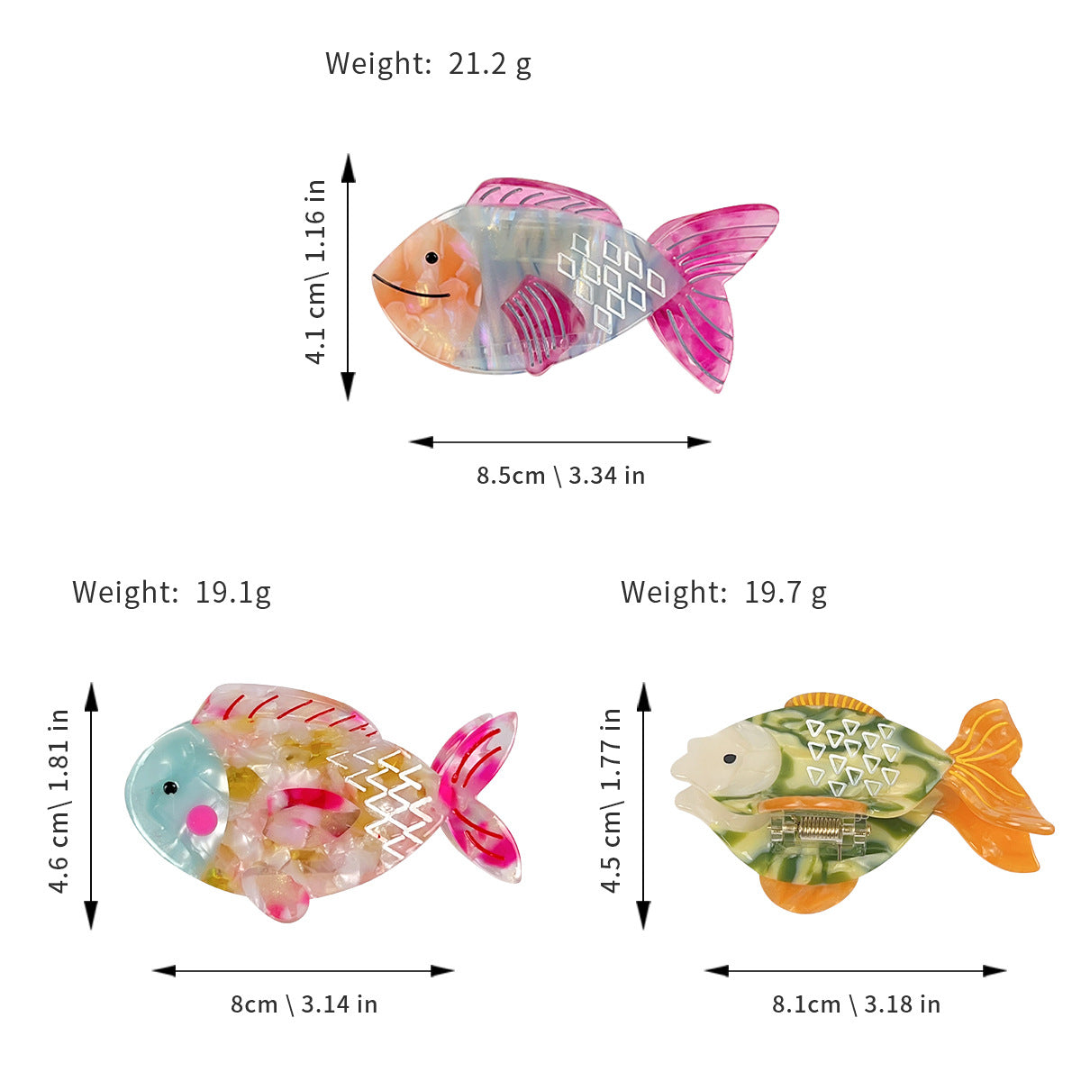 Goldfish-Shaped Acetate Hair Clip for Back of Head