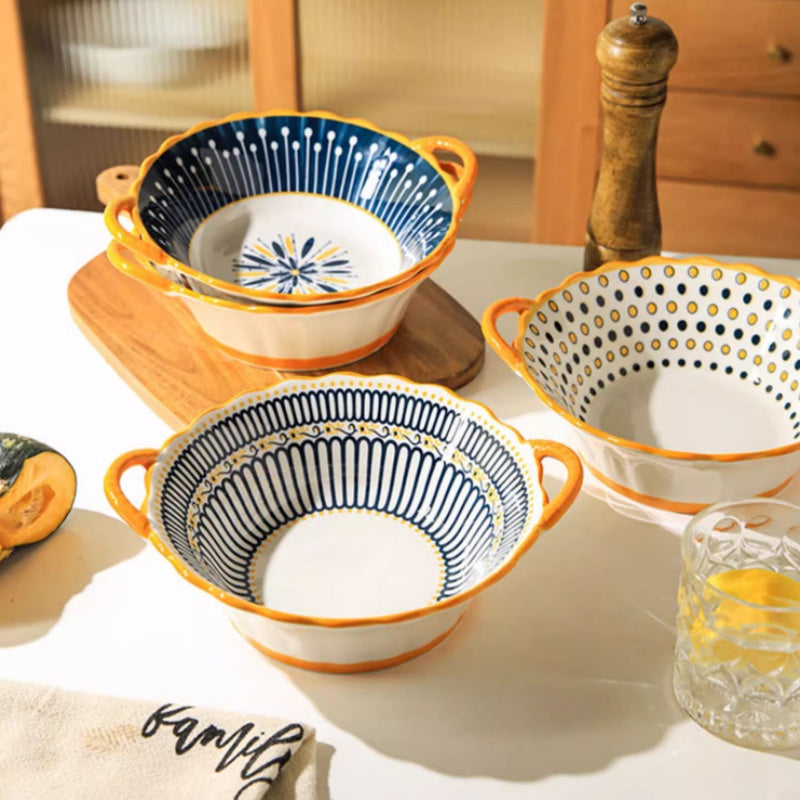 Ceramic Noodle Soup Bowl Set - Multiple Colors, 9-inch Porcelain Dinnerware