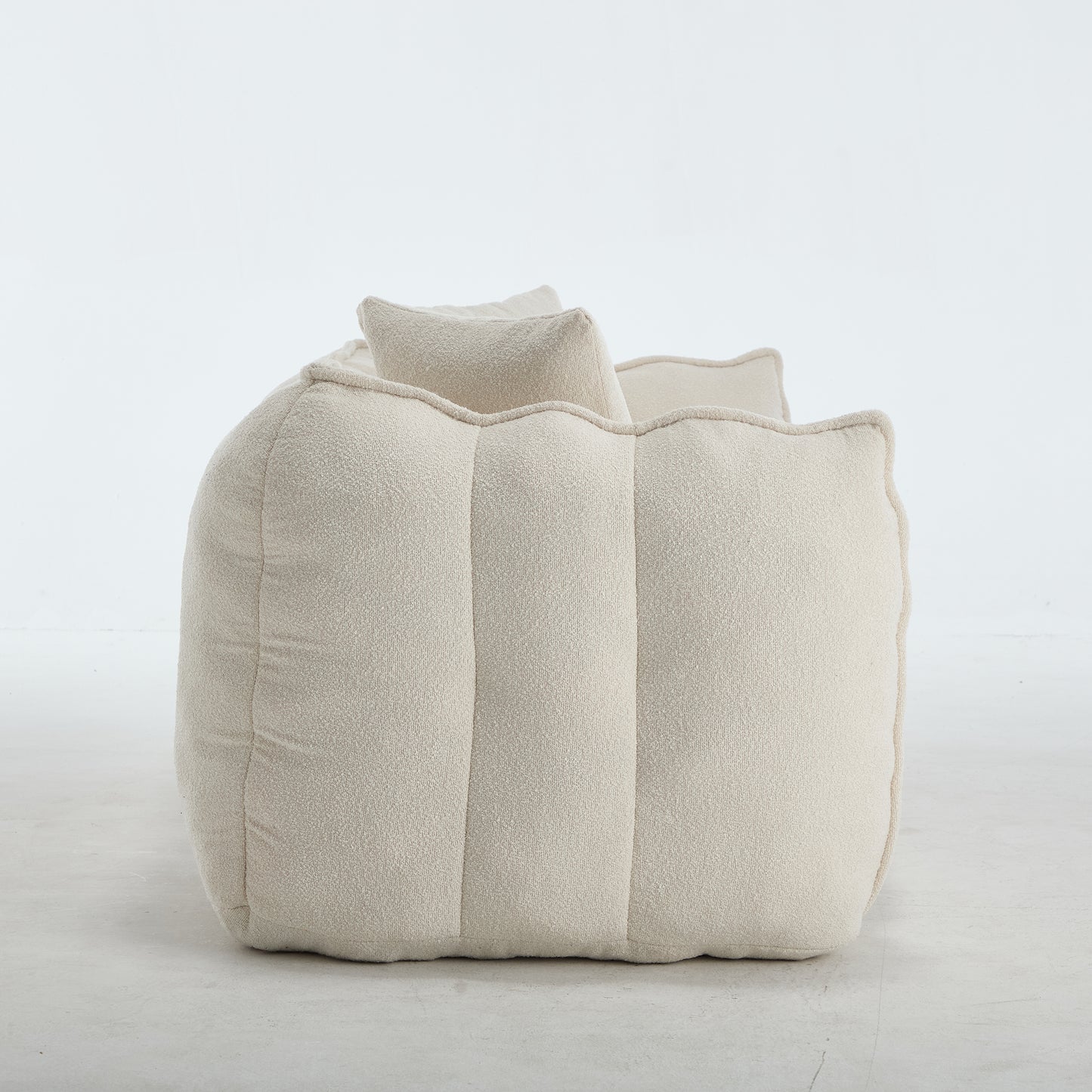 Comfortable Beanbag Chair for Two - Beige Chenille Sofa