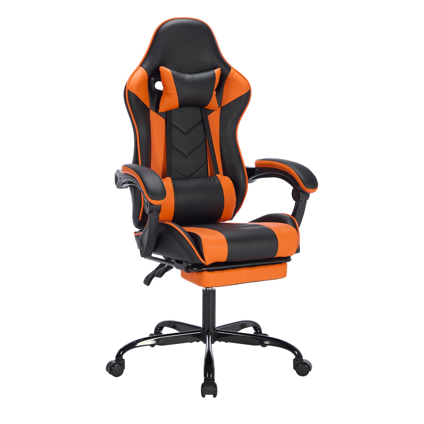 Ergonomic Gaming Chair with Footrest & Lumbar Support - Black Orange