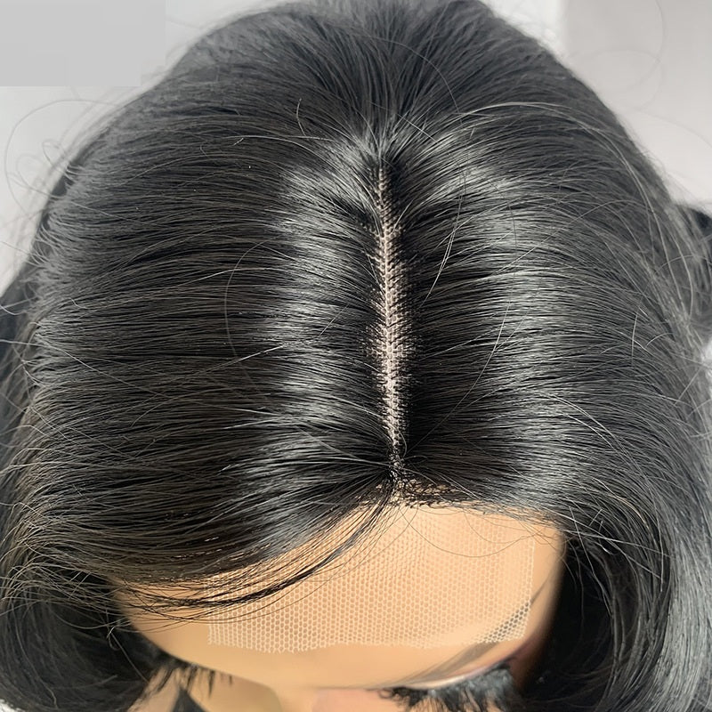 Big Wave Synthetic Wig for Women - Natural Black, 9 Inch, Seamless Lace Parting