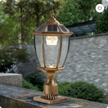 Golden Solar Powered Outdoor Lantern - Vintage Garden Light for Pathways & Yards - Bronze