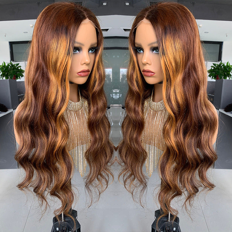 Big Wave Pick Color Bob Wig for Ladies - Real Hair, Medium Length, Brown