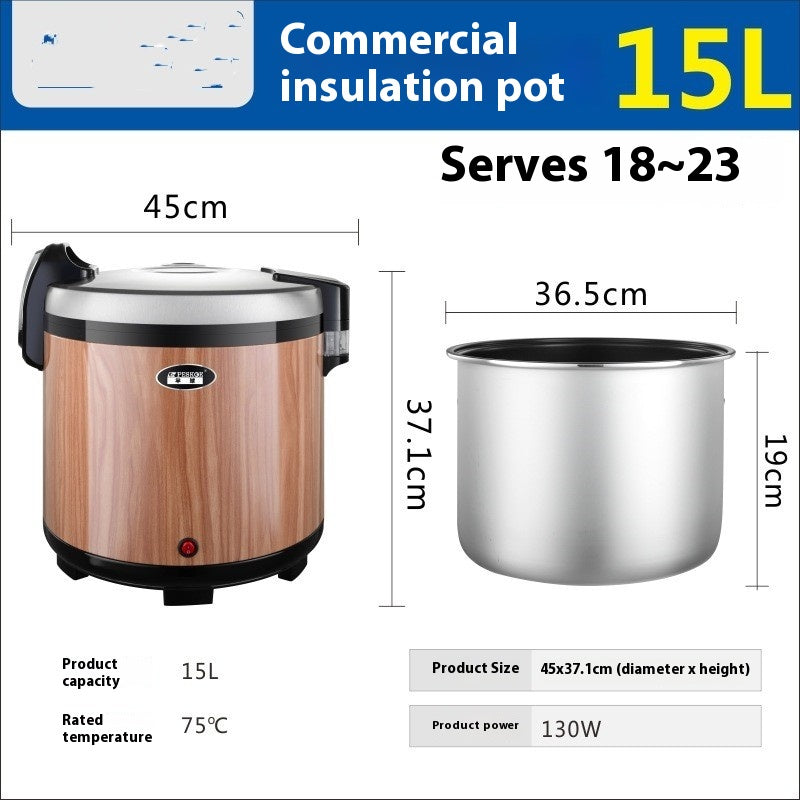 15L Insulated Rice Warmer with Electric Heating for Commercial Use