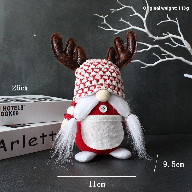Christmas Antler Faceless Old Man Doll Decor for Holiday Festive Home