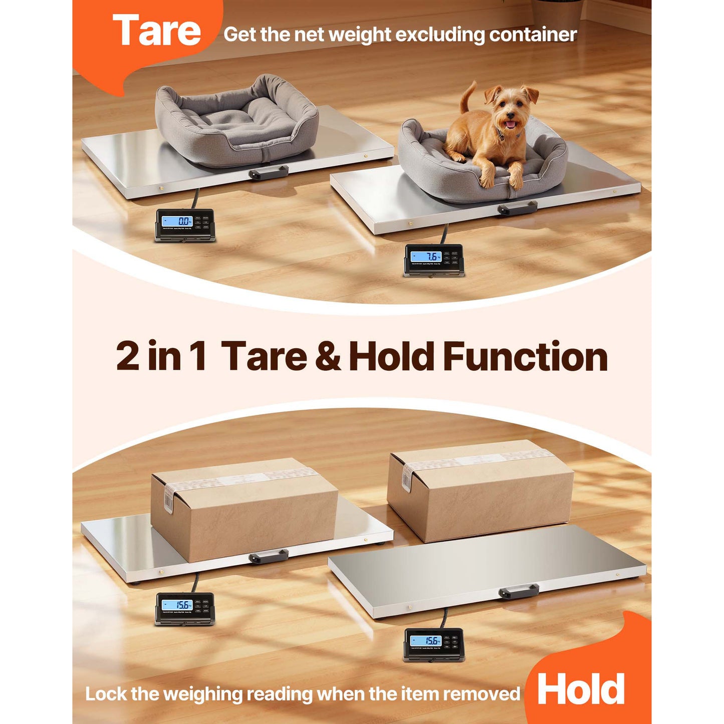 Digital Postal Scale 1100 Lb Capacity with Hold & Tare LCD Display for Packages & Luggage