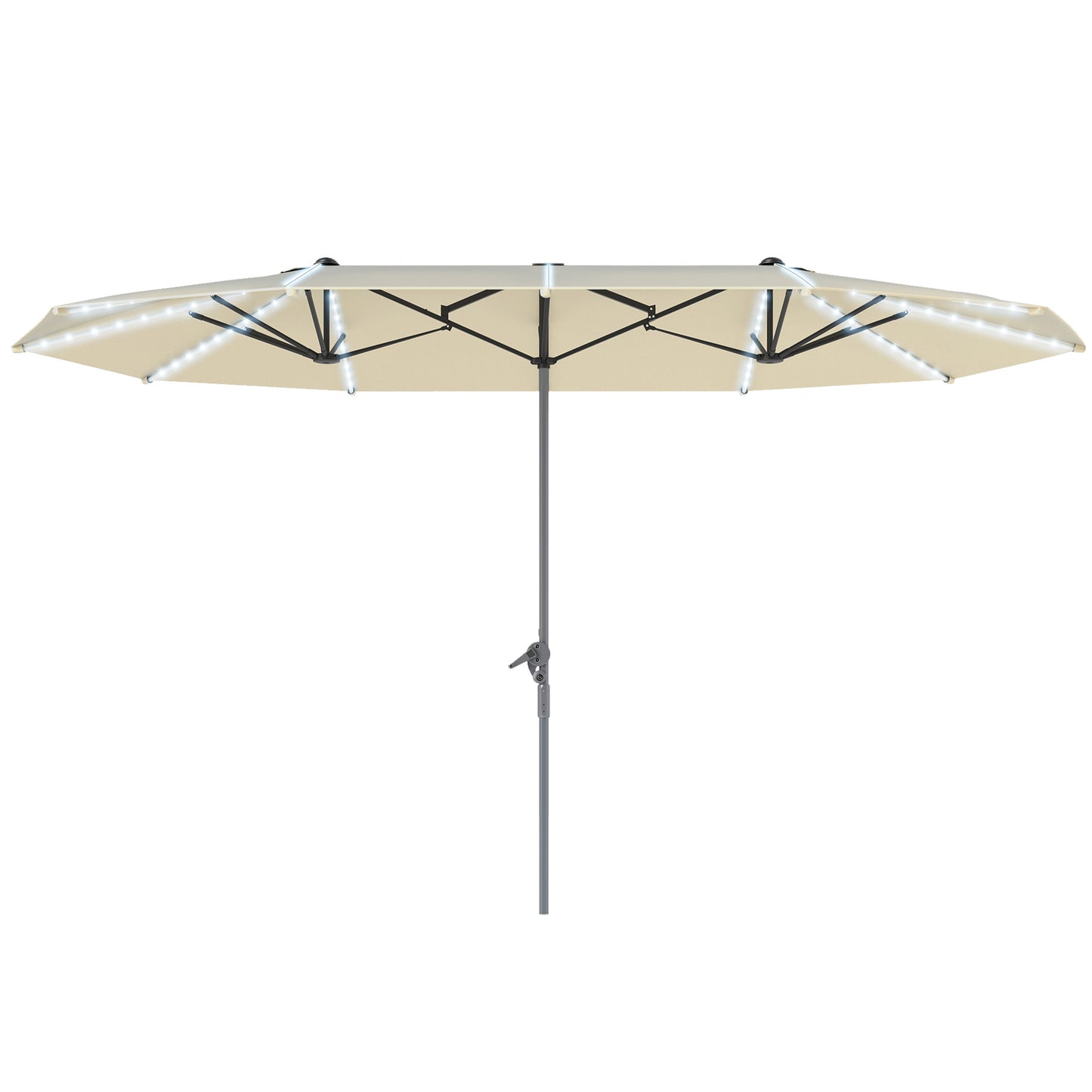 15ft Double-Sided Patio Umbrella with Solar Lights - Cream White