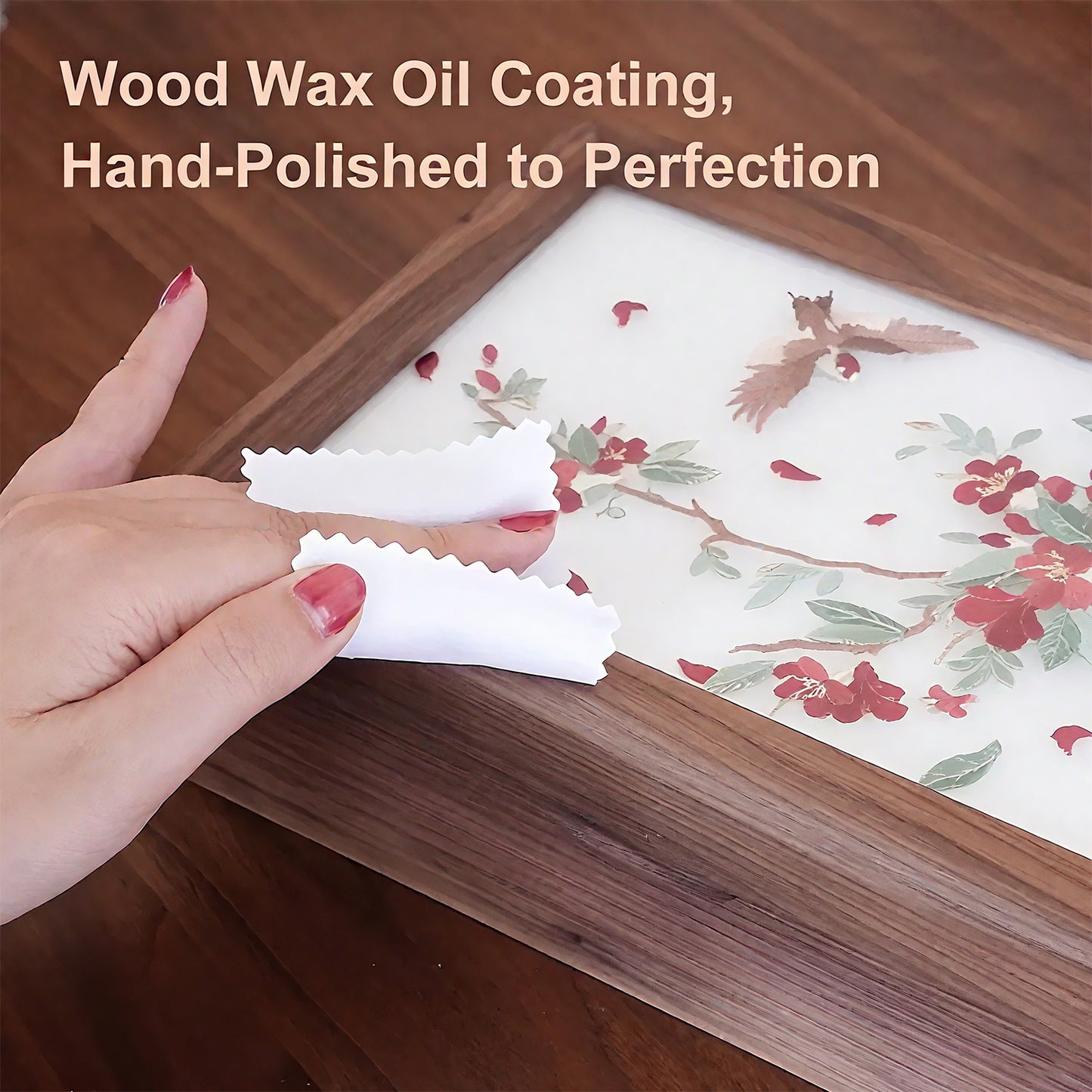 Solid Wood Jewelry Storage Box - Hand-Embroidered Black Walnut