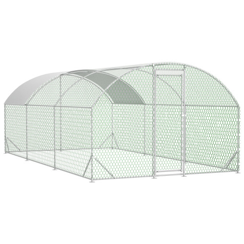 Large Metal Chicken Coop Run with Waterproof UV Cover - Outdoor Yard Hen House