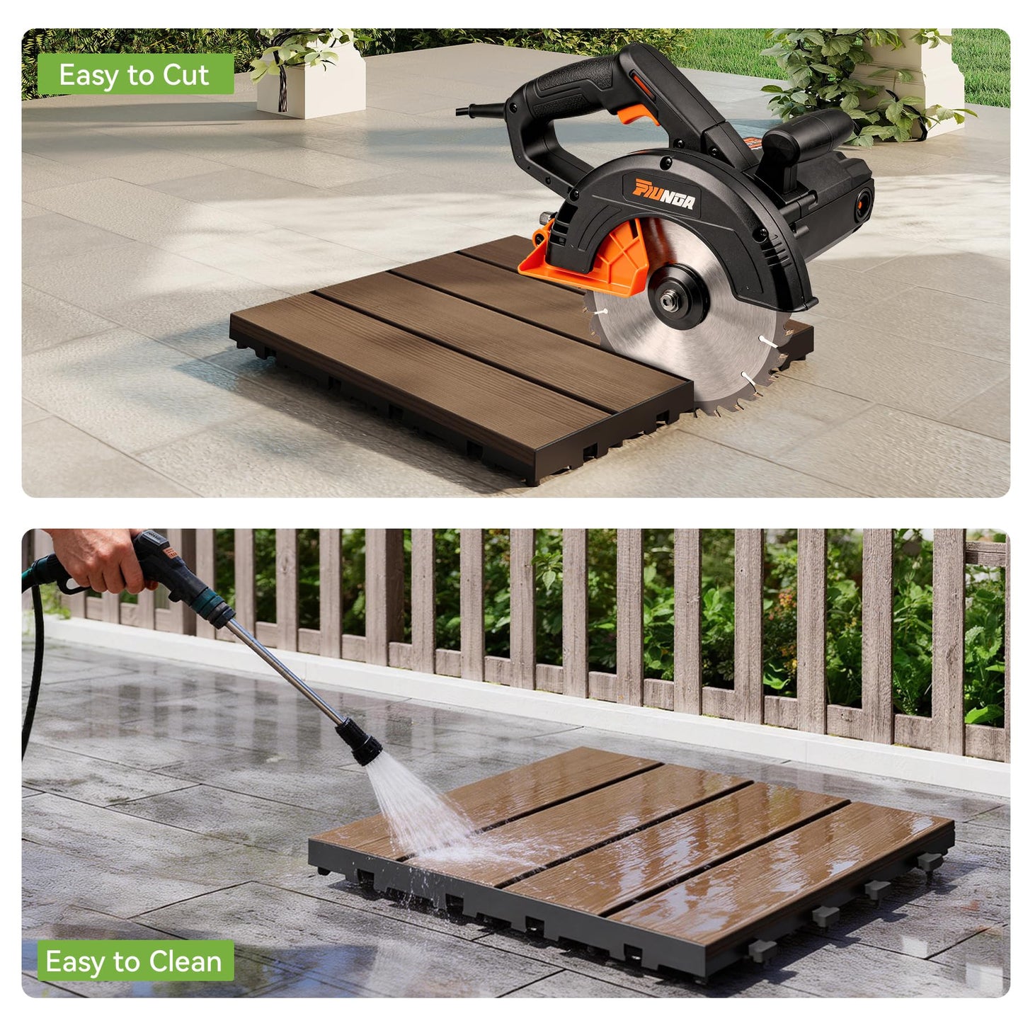 27 Pcs Interlocking Deck Tiles, 12 X HDPE Outdoor Flooring, Patio