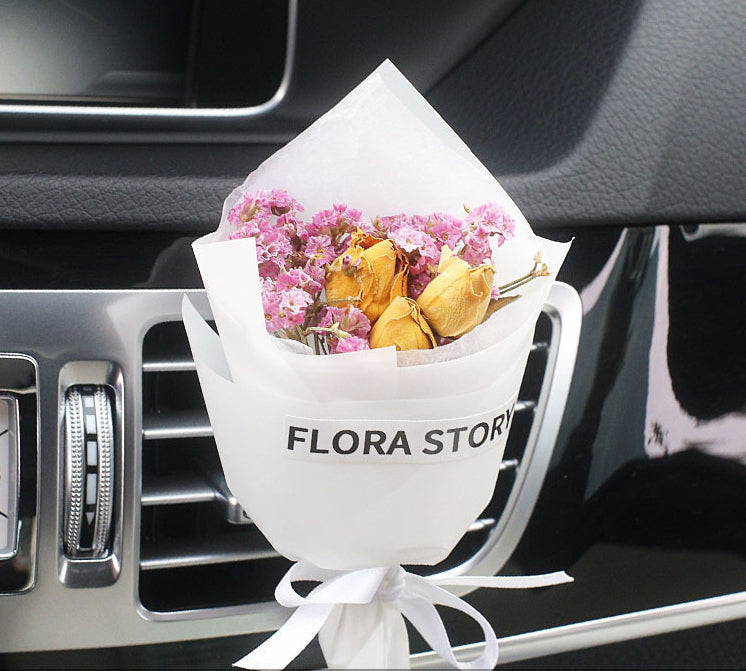 Decorative Dried Flowers Air Outlet Car Freshener - Colorful Aromatic Bouquet