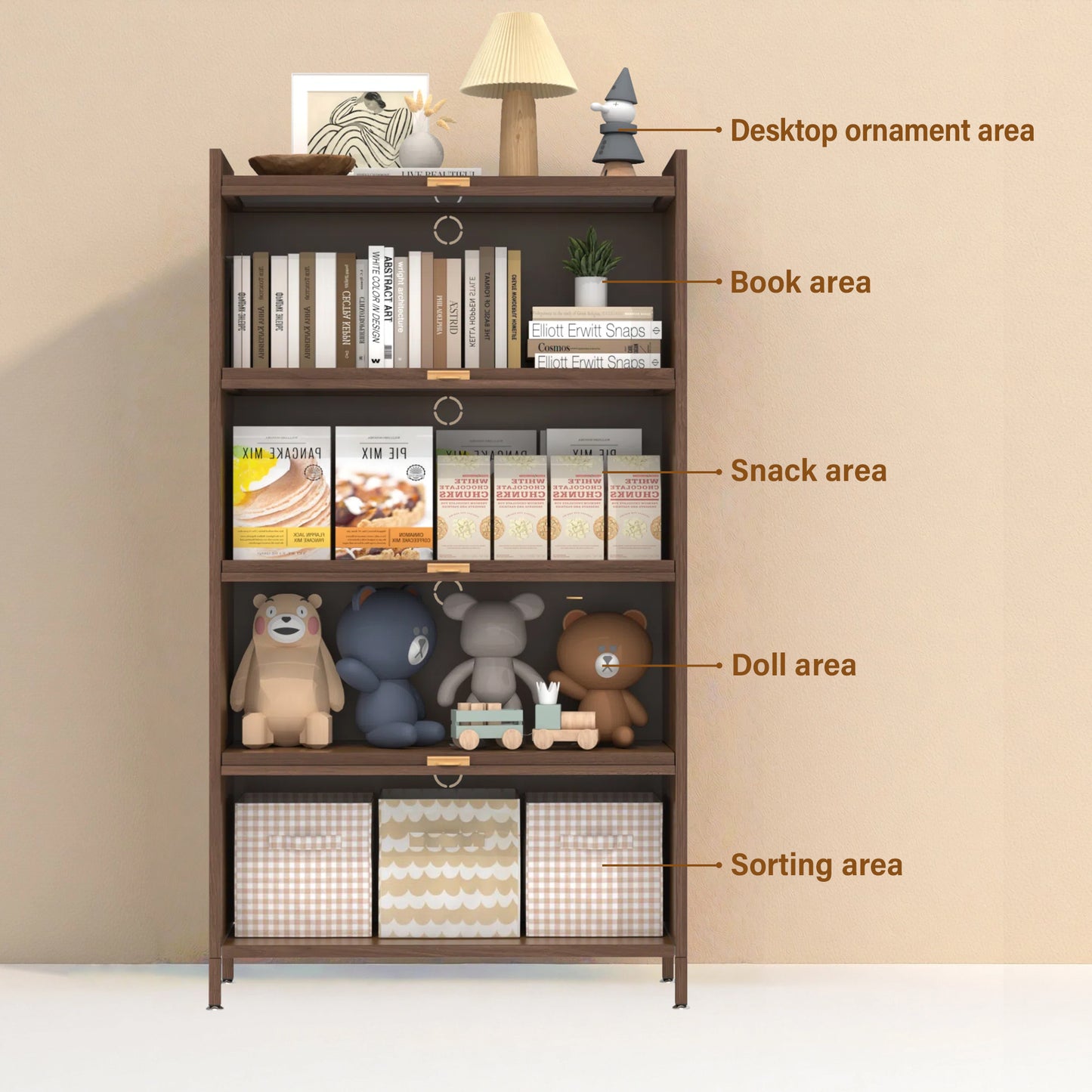 57'' Tall Metal 4-Door Storage Cabinet - Walnut